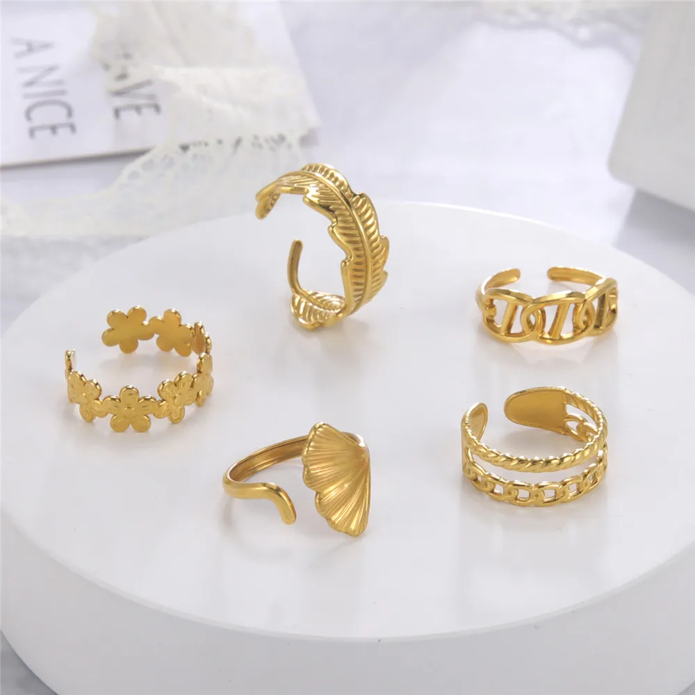 Skyrim Геометрическое открытое женское кольцо из нержавеющей стали регулируемое на