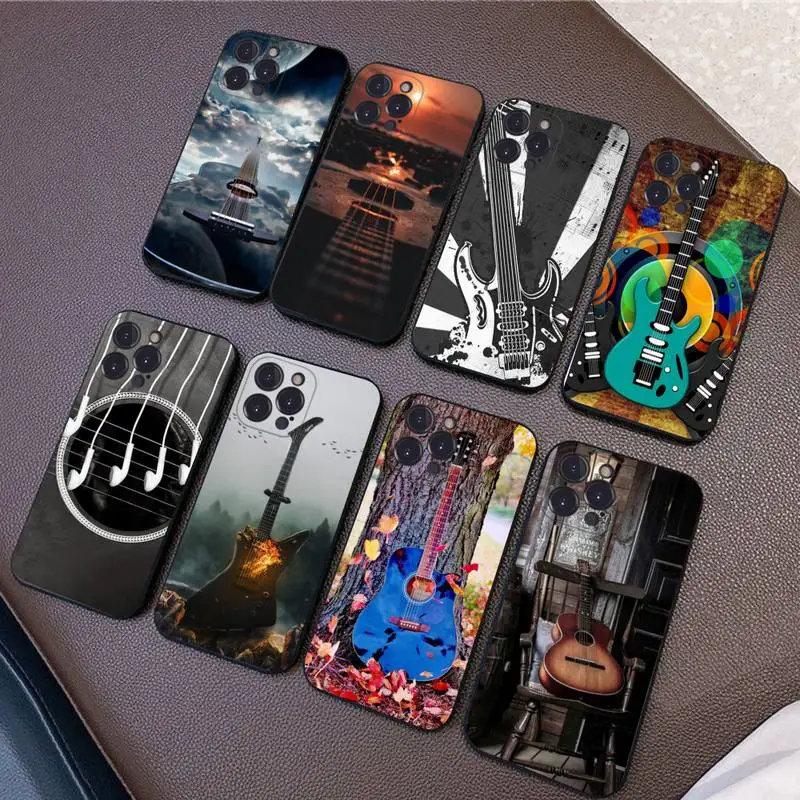 

Instrument Guitar Piano Phone Case Silicone Soft for iphone 14 13 12 11 Pro Mini XS MAX 8 7 6 Plus X XS XR Cover