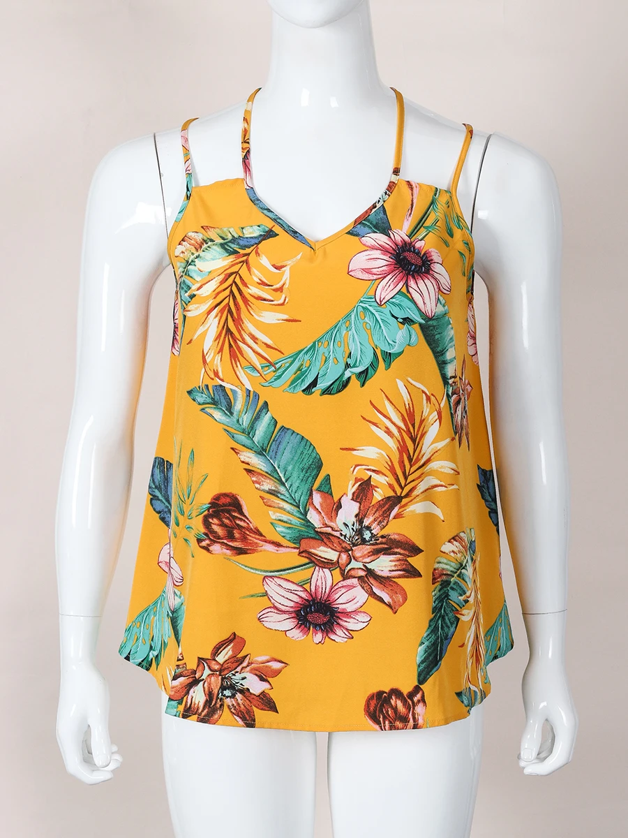 Finjani Plus Size Women Cami Top 2022 All Over Print Tank Tops Stylish Multi-Color Optional Top