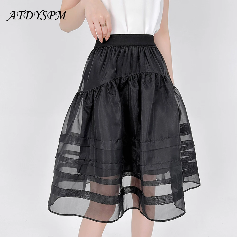 

New Summer Fashion Black Pleated Skirts Women Sexy Tulle Skirt High Waist Tutu Korean Style Women Jupe Femme Faldas
