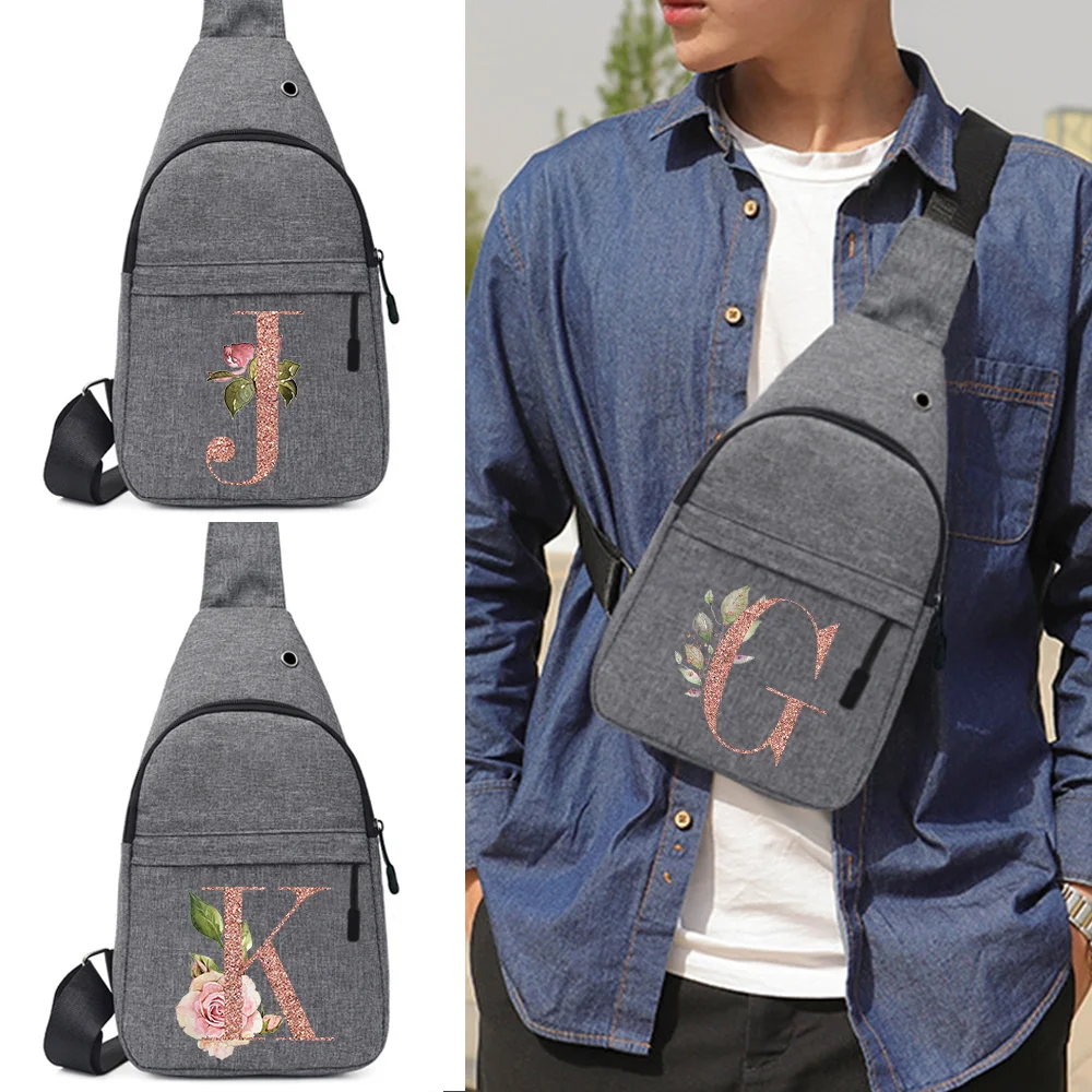 

Outdoor Man Chest Bag Phone Pocket Cross Body Neck Side Shoulder Fanny Pack Fashion Handbag Rose Gold Print Crossbody Gym Bags