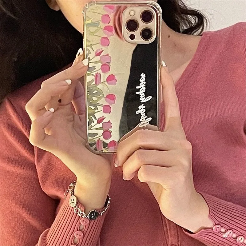 Прозрачный зеркальный чехол с тюльпаном для Samsung Galaxy Note 20 Ultra 10 Pro 9 8 S22 S21 S20 S10 Plus S9 S8