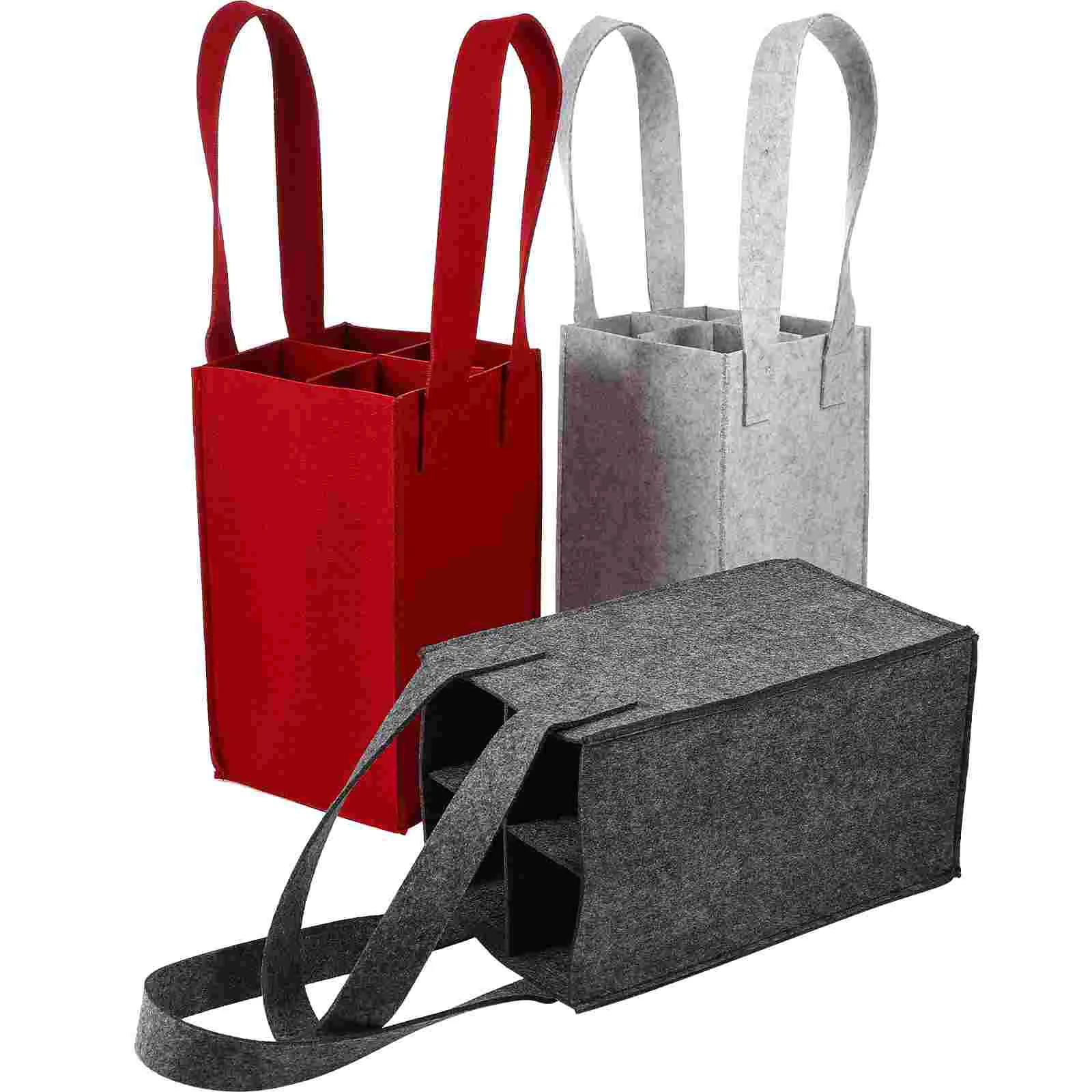 

3 Pcs Bottle Carrier Tote Bags Bottle Gift Bags Felt Carrier Reusable Grocery Bags for Travel Camping Picnic