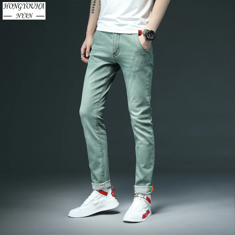 Blue Man Slim Fit Fashion Denim Pants 2022 New Men Stretch Solid Color Jeans Male Designer Brand Elastic Straight Trousers Jeans