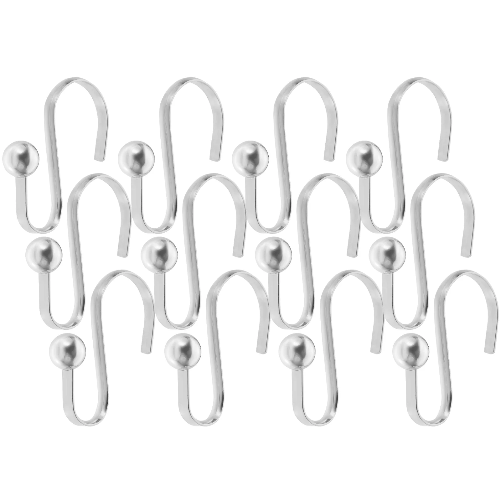 

12pcs Shower Curtain Rods S Shaped Hooks Metal Replacement Curtain Hanging Rings