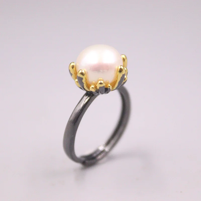 

Оригинальное серебряное кольцо для свадьбы, кольцо вечности для женщин, кольцо с натуральным пресноводным жемчугом 6-9
