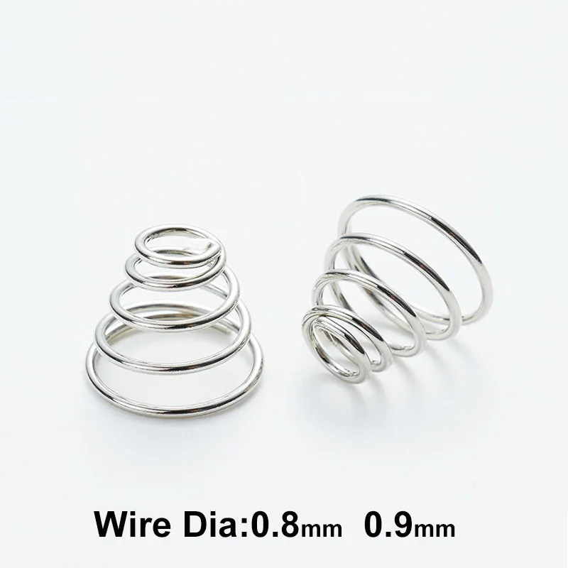 

1/2/4/6PCS 304 Stainless Steel Taper Pressure Spring Wire Compression Springs Tower Conical Cone Diameter 0.8-0.9mm