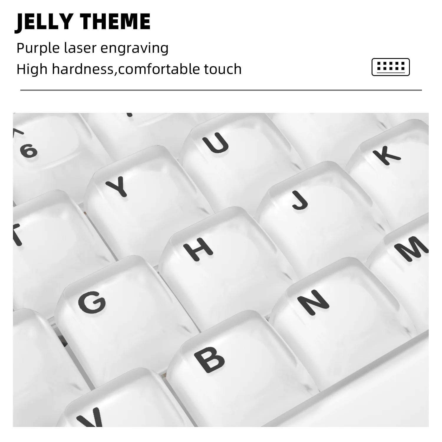 Фото Белые клавишные колпачки Jelly, 132 клавиши, материал PBT+PC, профиль CSA, двухцветные, персонализированные, для механической клавиатуры Wooting с переключателями CHERRY MX №5