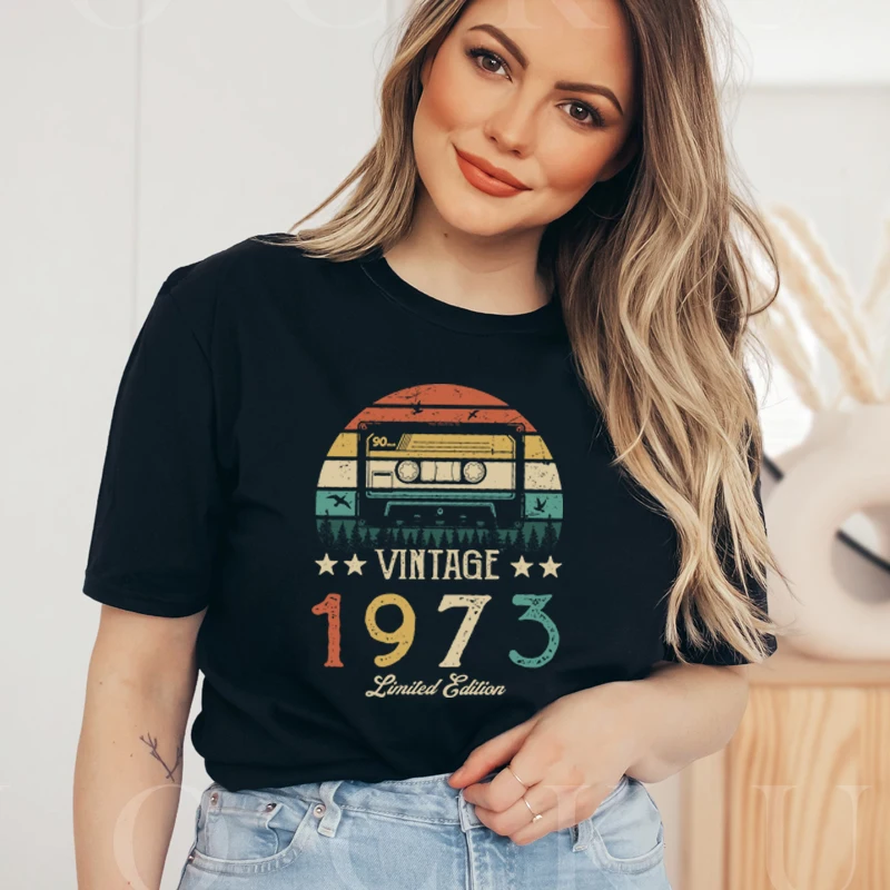 1973 51st 51 Years Old ограниченная серия женская футболка подарки для мамы хлопковая