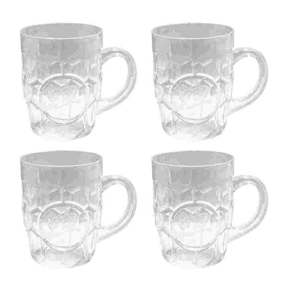 

4Pcs Bar Beer Cups Transparent Beer Mugs Plastic Water Cups Drinking Cups