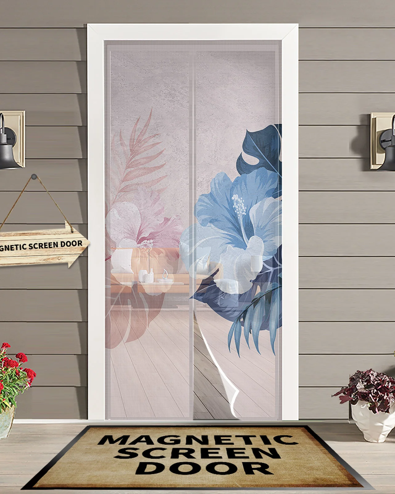 

Гибискус лист свежий Анти Москитная Марля дверная занавеска магнитный дверной экран для спальни летняя дверь оконный экран s