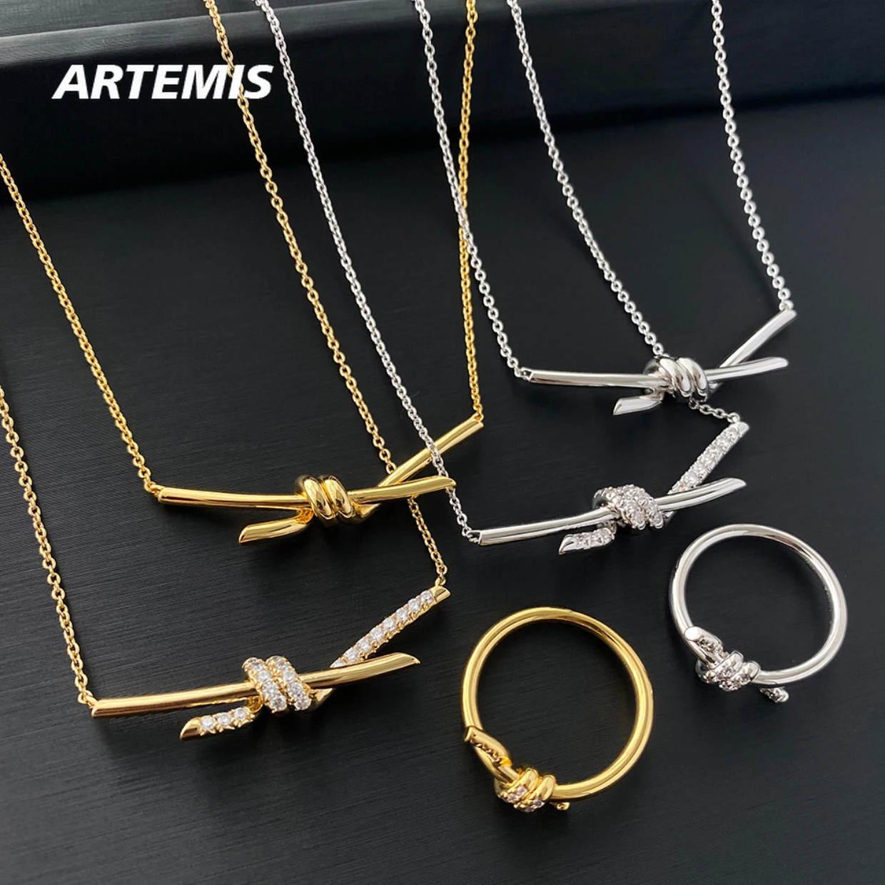 

2023 Europe Designer Brand Cross Knotted Crystal Top Quality Necklace Women Wedding Luxury Jewelry Fine Gift Trend