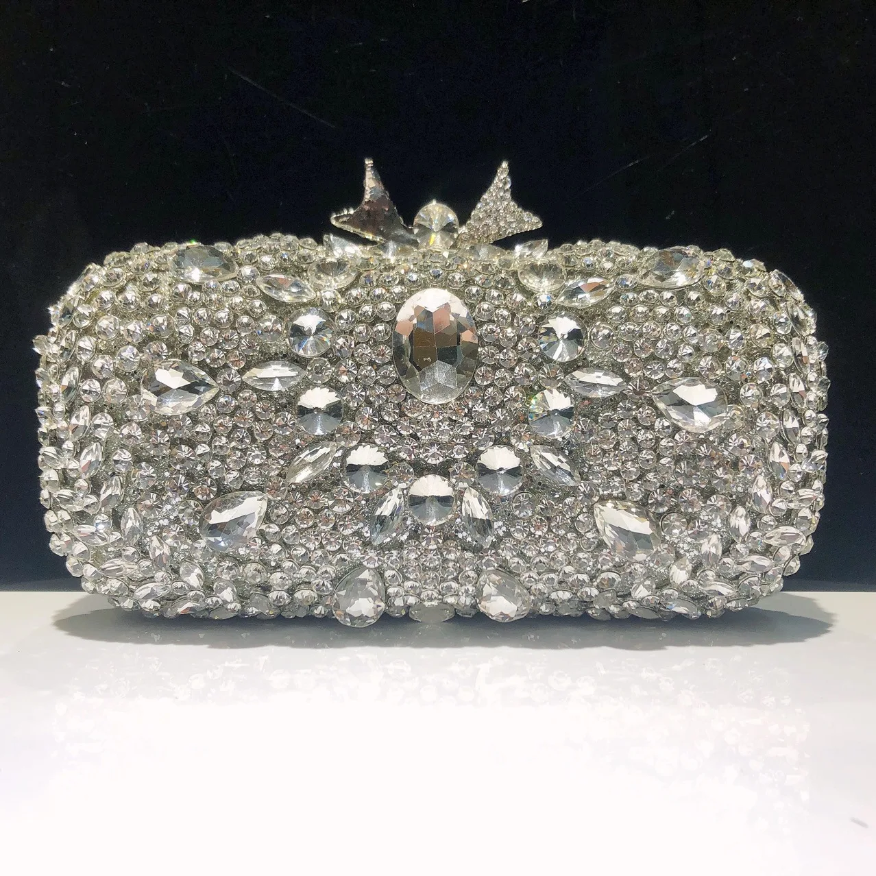 

XIYUAN Luxury Silver/Gold/Black Crystal Wedding Clutch Purse Handbags for Women Party Dinner Minaudiere Bag Bridal Clutches Bags