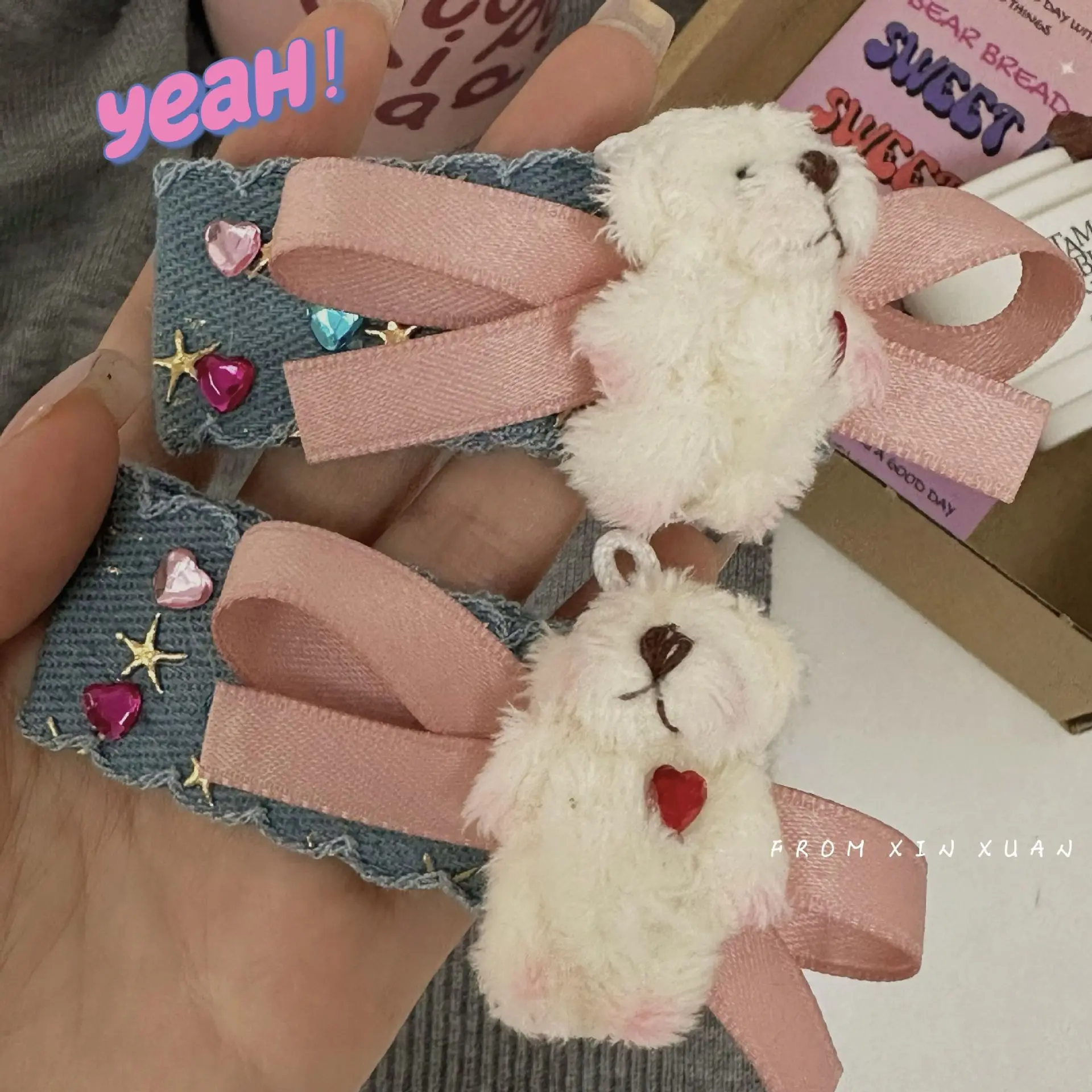 Star White Bear Hair Clip Korean Y2k Harajuku Fashion Popular Tweezers Lot Lolita Accessor Y 2k Hairpin Women Pinche