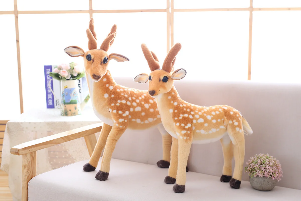 

50/60/75/90cm simulation sika deer plush toy cute stuffed plush animal home decoration doll teaching props birthday gift