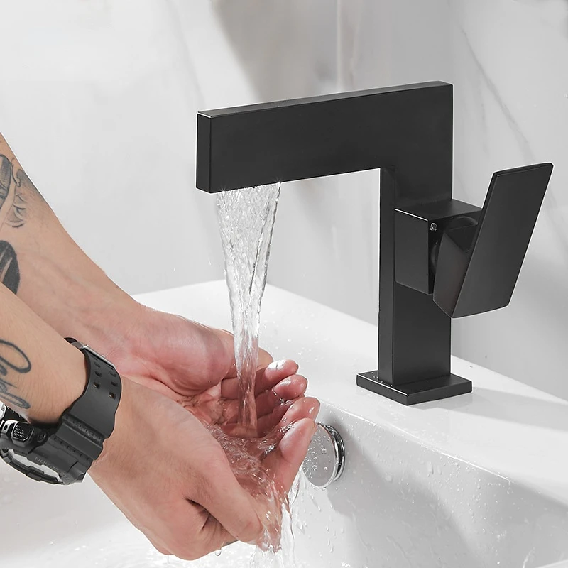 

Led Widespread Contemporary Cascata Screw Brass Bathroom Accessories Basin Water Taps For Matte Black Bath Shower Faucets