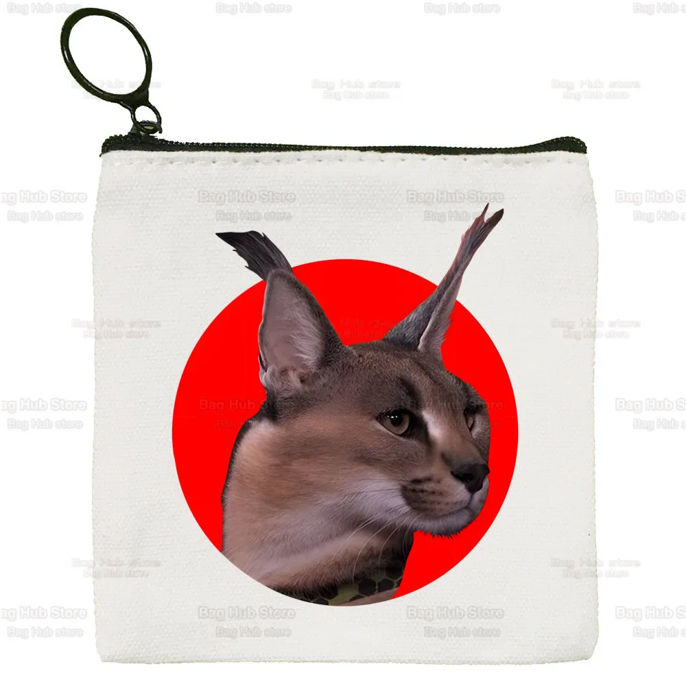 Big Floppa Canvas Coin Purse Custompattern Logo Cute Funny Cat Storage Pouch Canvas Bag New Coin Bag Key Coin Purse