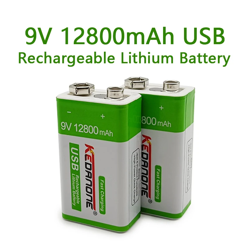 

6F22 9V Rechargeable Battery For Multimeter Microphone Toy Remote Control Micro USB 9V 12800mAh Lithium Batteries