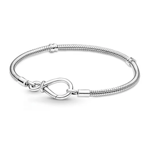 

Authentic 925 Sterling Silver Moments Infinity Knot Snake Chain Bracelet Bangle Fit Bead Charm Diy Fashion Jewelry