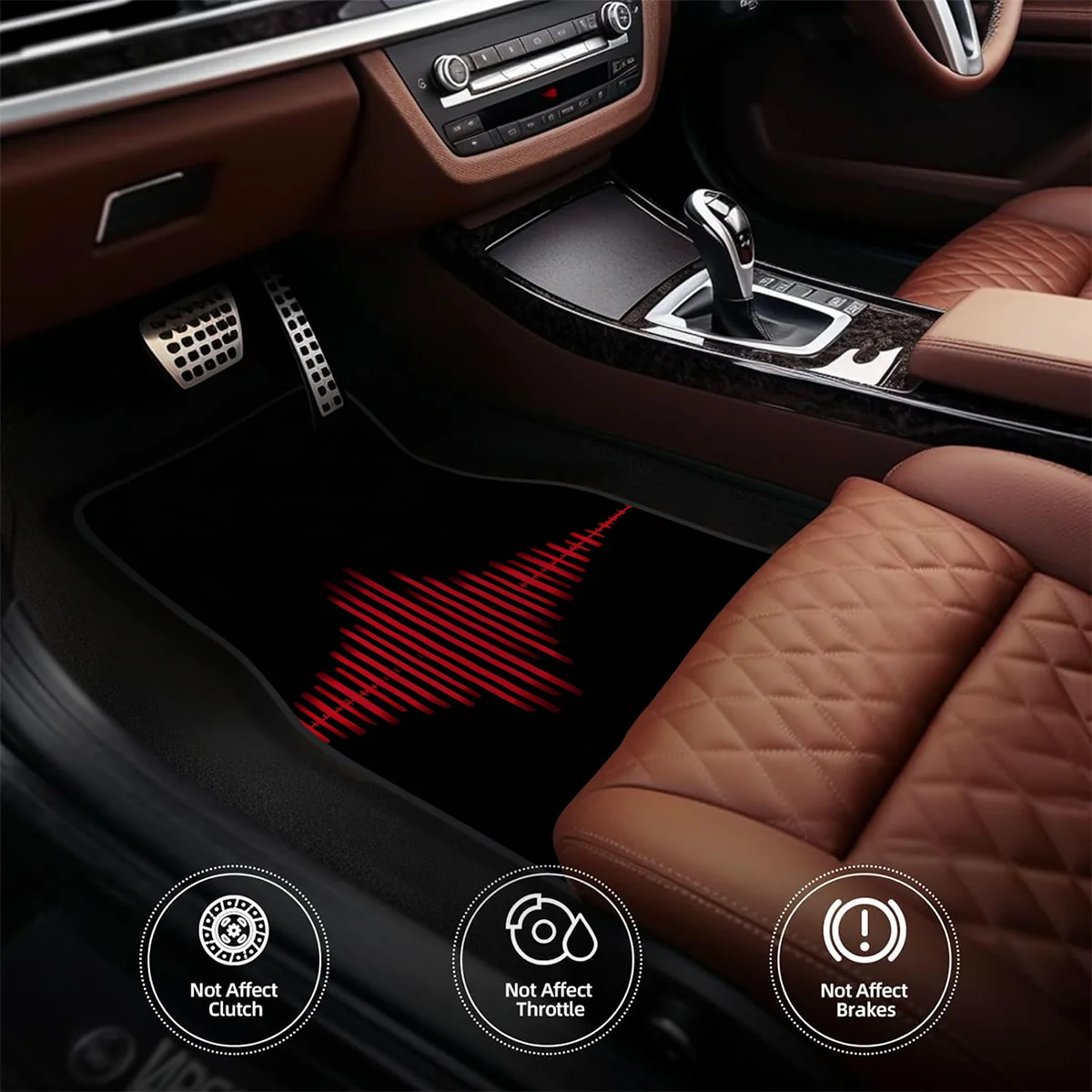 Фото 4 шт. Нескользящие автомобильные коврики с дизайном Soundwave — сверхпрочный всепогодный черный и красный динамический звуковой волновой печи (находящий динамик) №4