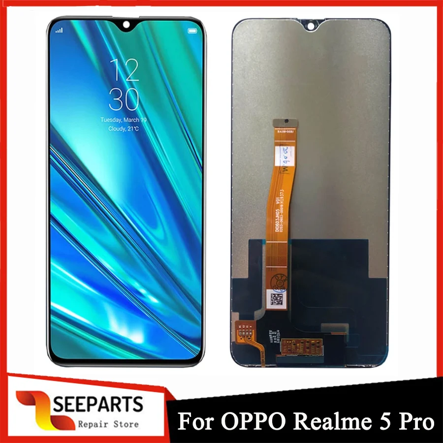 

6,3 дюймовый ЖК-дисплей для OPPO Realme 5 Pro ЖК-дисплей, сенсорная панель для Realme 5 Pro RMX1971, Замена ЖК-дисплея