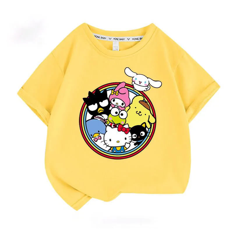 

Kawaii Sanrioed Hellokittyed My Melody Cinnamoroll Cute Cartoon Girl Loose Short-Sleeved Top Summer New Casual All-Match T-Shirt
