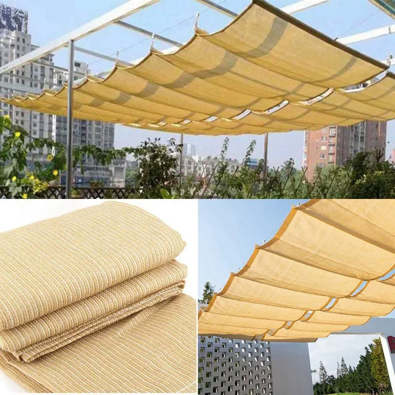 

Beige Color Telescopic Wave Sun Shade Net Courtyard Pavilion Pergolas Sun Room Canopy Shading Cloth Terrace Sunshade Nets
