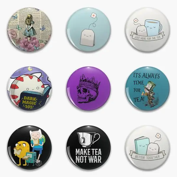 

Tea Time Garden Just Here For Of Soft Button Pin Customizable Badge Cute Collar Fashion Clothes Lover Jewelry Creative Lapel Pin