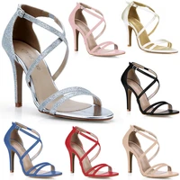 chmile chau sexy fashion evening party women shoes stiletto high heel cross strap sandals with buckle plus size 5186 16a