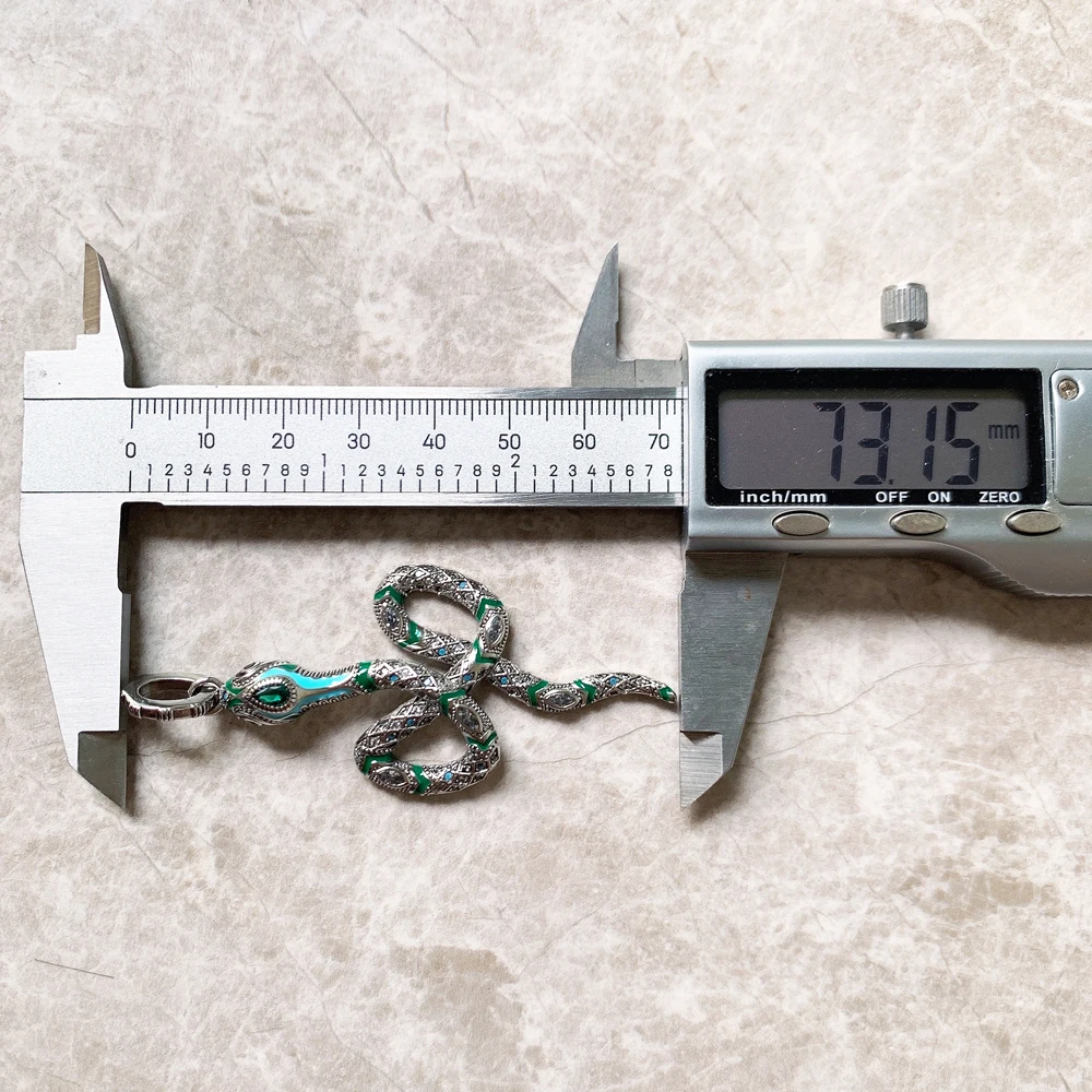 Женская Весенняя подвеска в виде зеленой змеи из серебра 925 пробы