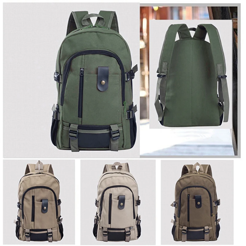 

Men's Canvas Backpack Large-capacity Schoolbag Explosion Solid Color Rucksacks Fashion Casual Travel Sport Bag Backpack