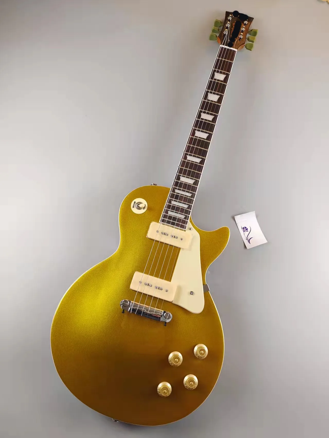 

Золотая электрическая гитара, пикап P90, корпус из красного дерева, стандартная, быстрая доставка