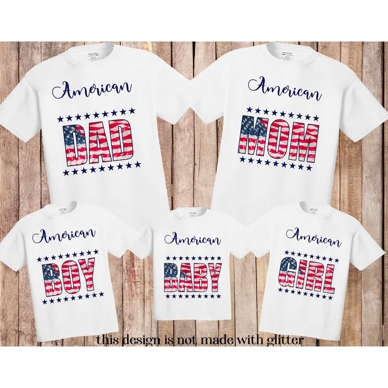 

Family Matching Clothes Tops America DAD MOM BOY GIRL BABY T-shirt Graphic Print Tshirt Funny Family Outfits Sets Streetwear