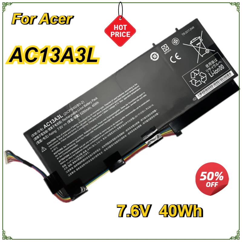 AC13A3L аккумулятор для ноутбука ACER Aspire P3-131 171 X313-E 2ICP5/60/80-2 TravelMate X313 7 6 В 40 Втч