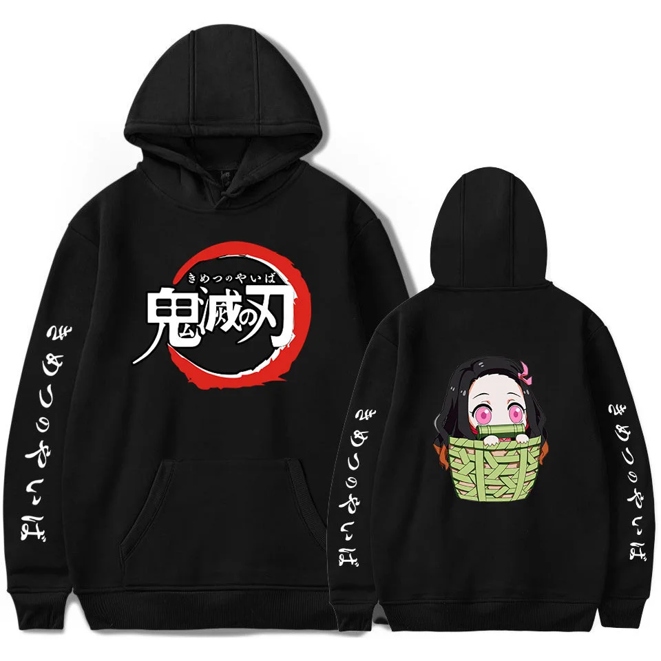 Demon Slayer Anime Hoodies Kimetsu No Yaiba Print Pullovers Unisex Casual Sweatshirts Loose Solid Streetwear Sweater 2022 Hoody