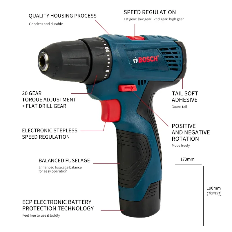Электрическая дрель Bosch Professional GSR120 12В, аккумуляторная, многофункциональная, для дома и DIY, шуруповерт, электроинструмент (art.: 3920dc736cda7) - 3920dc736cda7