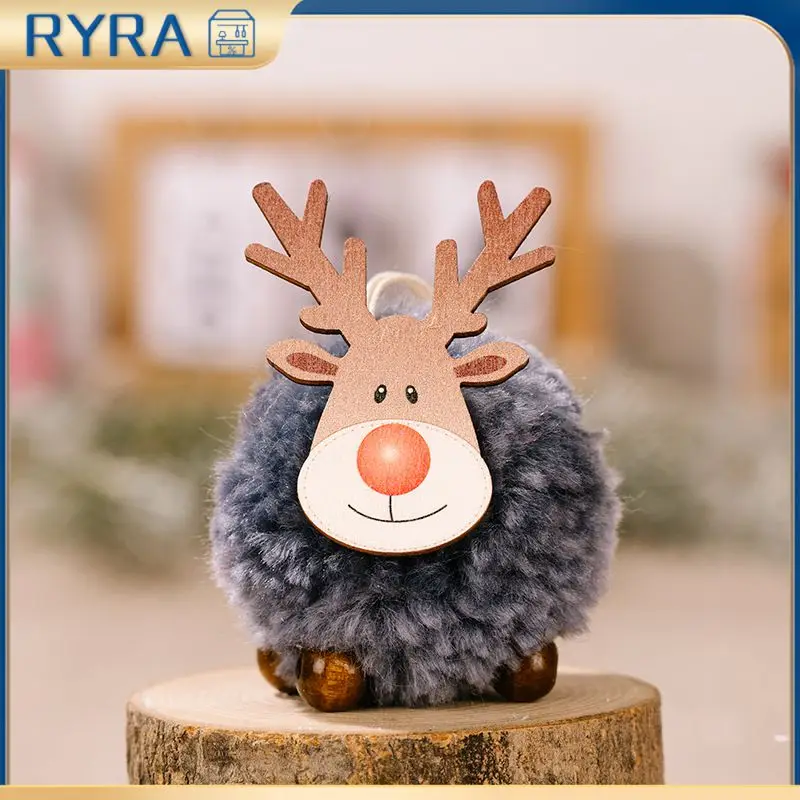 

Рождественские украшения, милые кашемировые подвески для рождественской елки, креативный мягкий помпон из ягненка, подвеска в виде лося, де...