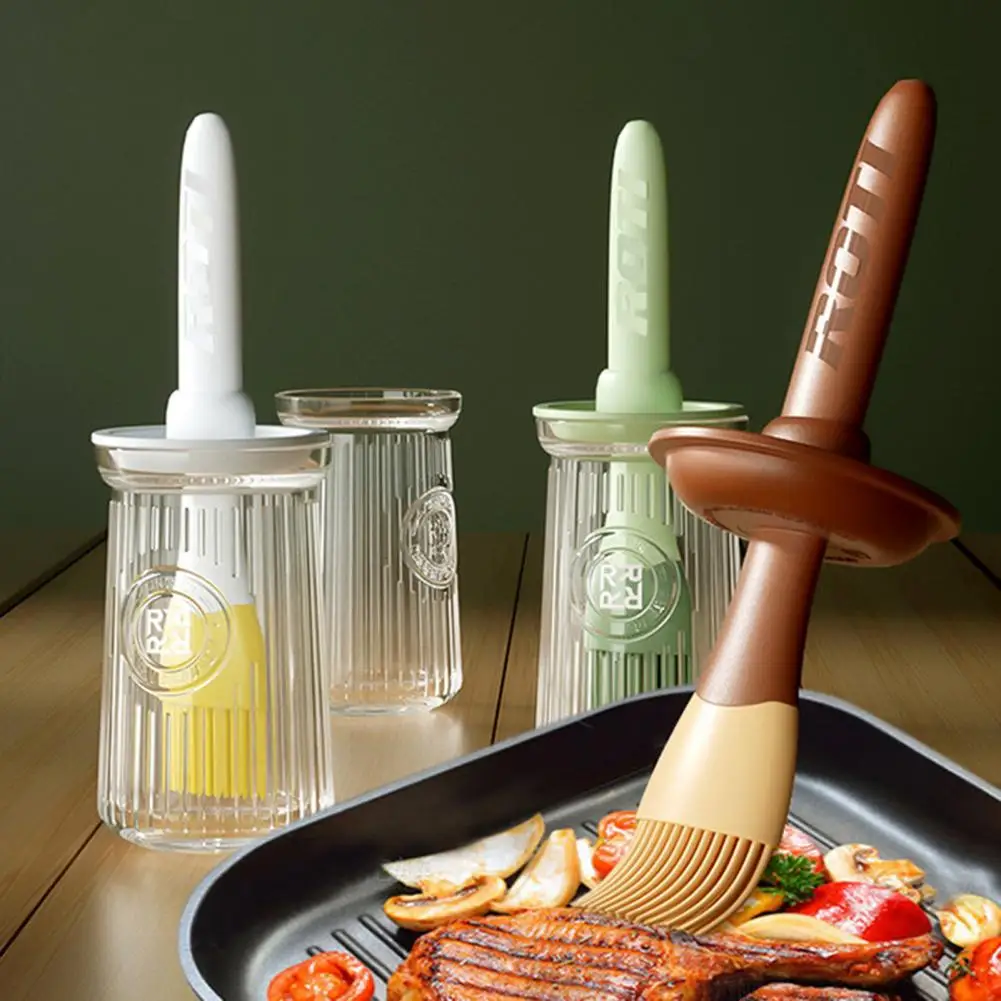 

1 Set 200ml Kitchen Oil Brush Bottle Heat-resistant Kitchen Tool Oil Brush Bottle Set for Picnic