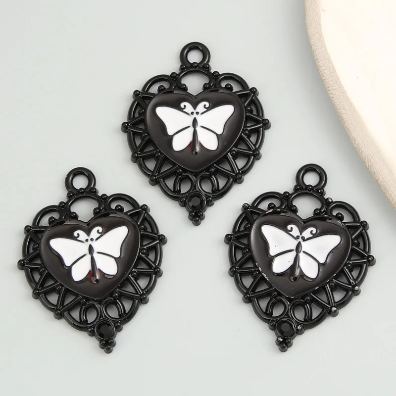 Эмалированные подвески в форме сердца 34x26 мм 5 шт