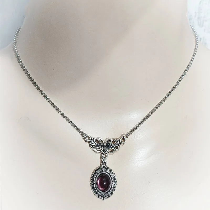 

Victoria Gothic Vampire Bat Necklace, Dracula Bride, Gothic Wedding, Purple Crystal Bat Pendant, Fashion Witch Jewelry