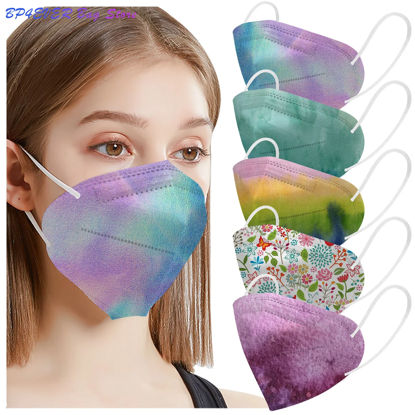 

Adult's Disposable Breathable Mask 50pcs Adult Mask Filter Mask Colour Mixture Gradient Fashion Mouth-muffle Headband Scarf
