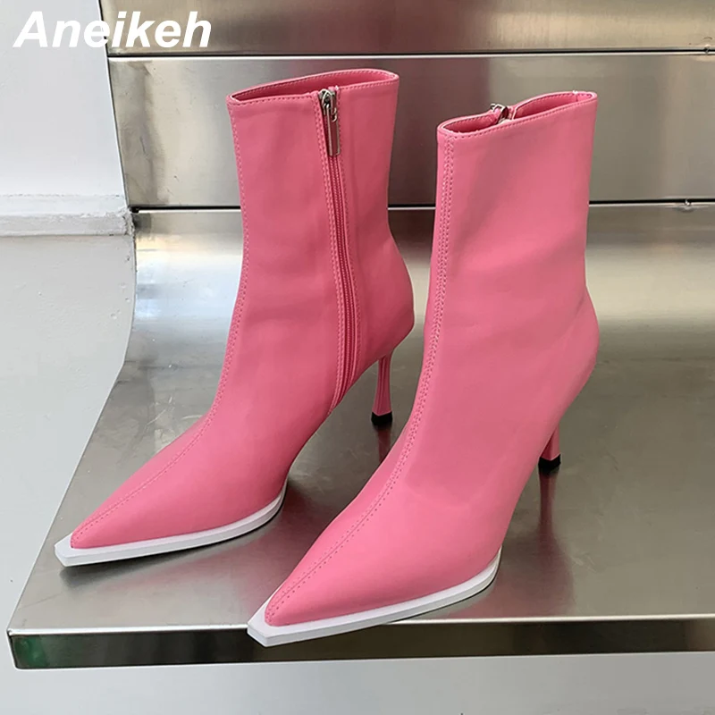 

Aneikeh осень-зима 2023 новые Брендовые женские ботильоны челси на тонком высоком каблуке с острым носком Женские Элегантные классические туфли-...