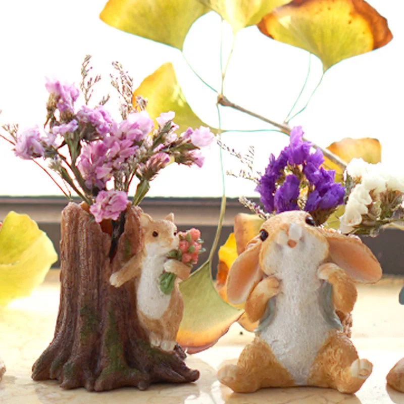 

Креативное милое животное, кролик, украшение, сухие цветы, фотоальбом, микро ландшафт, садовые горшечные фигурки, украшение для офиса
