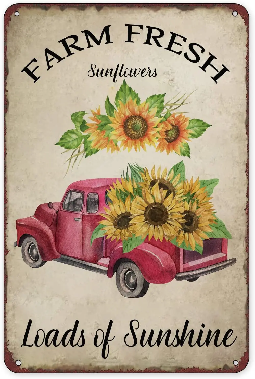 Frm Fresh Подсолнух Грузовик Vntge Metl Tn Sgns Rustc Frmhouse Wll Декор для Ktchen Decortve Grden Country Домашний