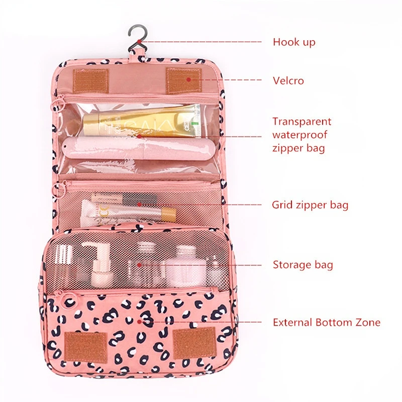 Travel Women Makeup Bag Hook Cosmetic Bag Waterproof Toiletries Beauty Pouch Female Bathroom Makeup Organizer Box