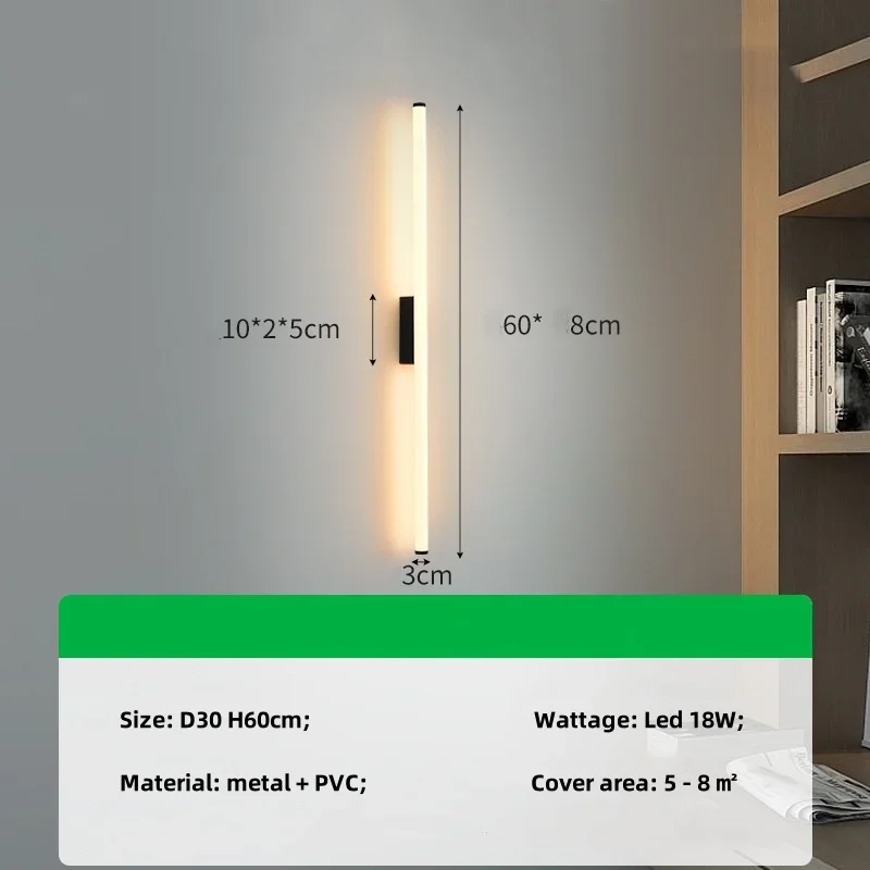 

Настенная LED лампа SaloEElaitte, черная, металлическая, 40/60/80/100 см