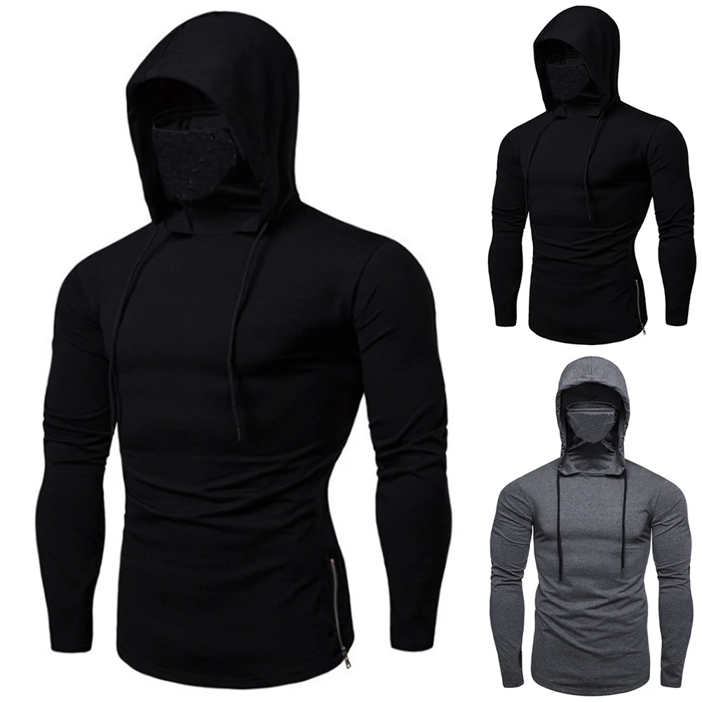 

2023 New Men Solid Black Gray Hoodie Long Sleeve Hooded Sweatshirt For Man Sports Fitness Gym Running Casual Pullover Tops
