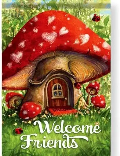 Карсон 12х18&quot Грибной домик Dura Soft ™ Флаг-Весенние и летние садовые