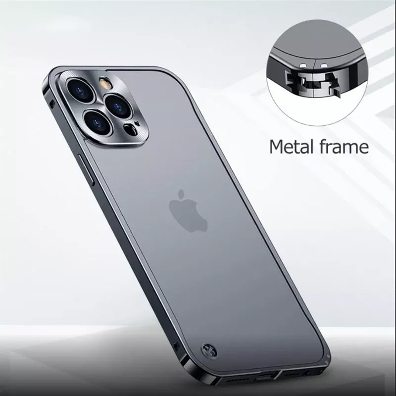 

Free Shipping Electroplated Metal Frame Case For iPhone 11 12 13 Pro Max 12 13 Mini Acrylic Back Plate Lens Protective Cover Pho