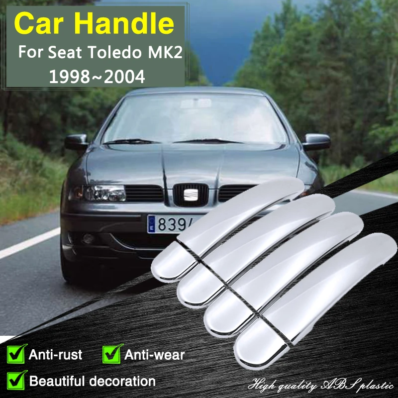 

for Seat Toledo MK1 1M 1998 1999 2000 2001 2002 2004 Chrome Door Handle Cover Car Accessories Stickers Cap Rustproof Catch Trim